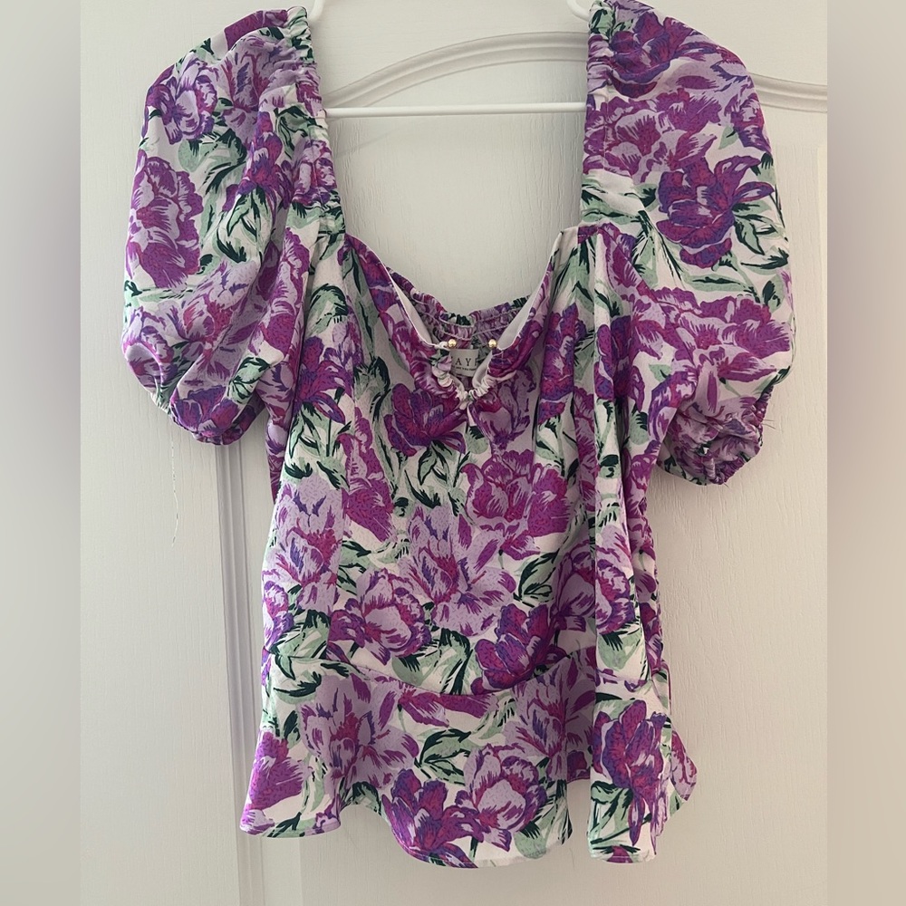 Purple floral peplum top